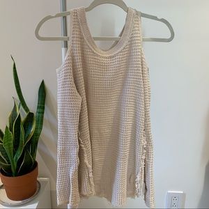 Free People sunrise waffle cold shoulder sweater